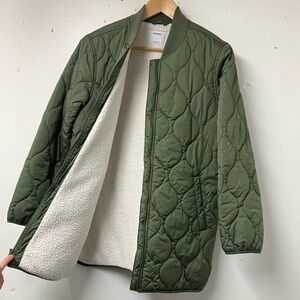 Old Navy Quilted Sherpa-Lined Jacket – Olive Green, Size L